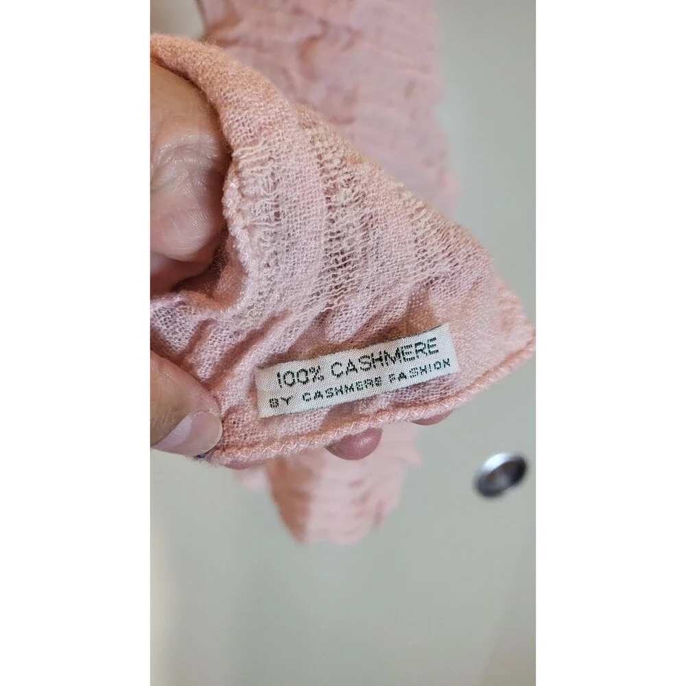 100% Cashmere Scarf Pink Blush Lightweight Textured Wrap Shawl Soft Luxury